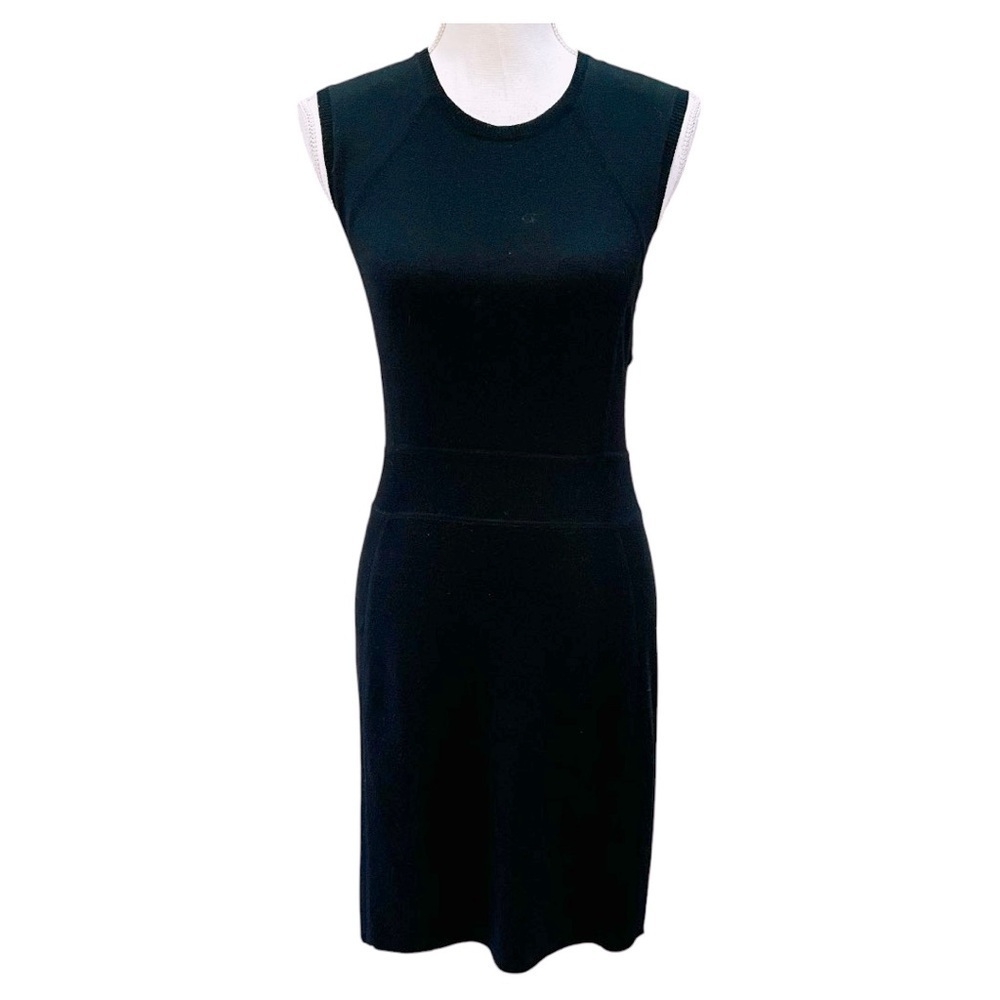 Theory Black Wool Blend Knit Sleeveless Sheath Dress Medium